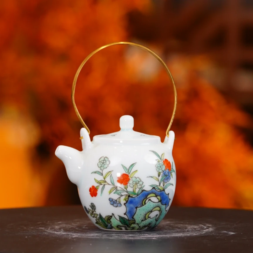 【樊匠造器】古彩荷花提梁壶