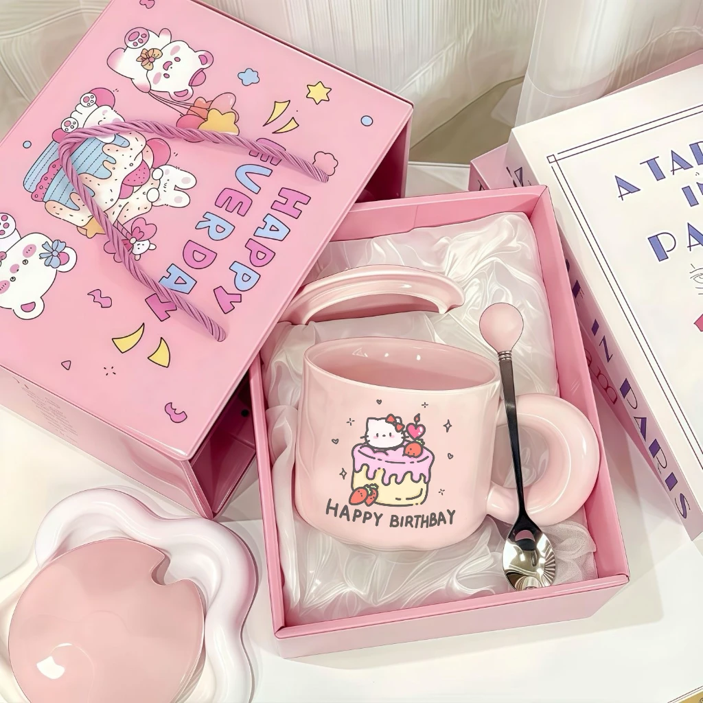 少女心猫咪陶瓷杯创意生日礼物马克杯女生闺蜜实用礼品家用水杯gh