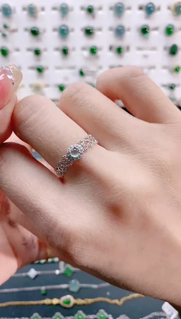 【闪购商品】翡翠戒指银S925镶嵌天然翡翠