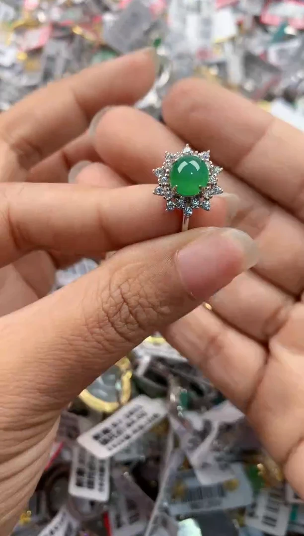 银S925镶嵌戒指翡翠888----5