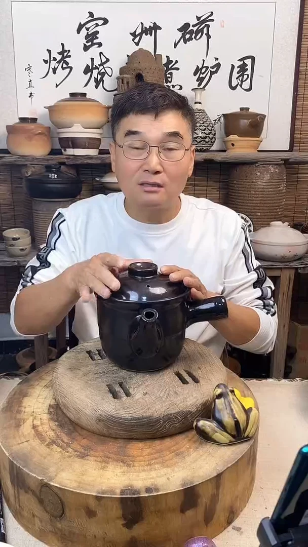土陶黑色单柄养生壶烧水壶