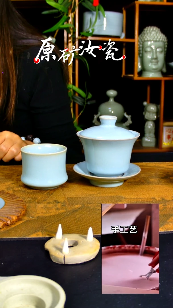 盖碗微瑕马蹄盖碗纯手工+微瑕手工杯简易包装