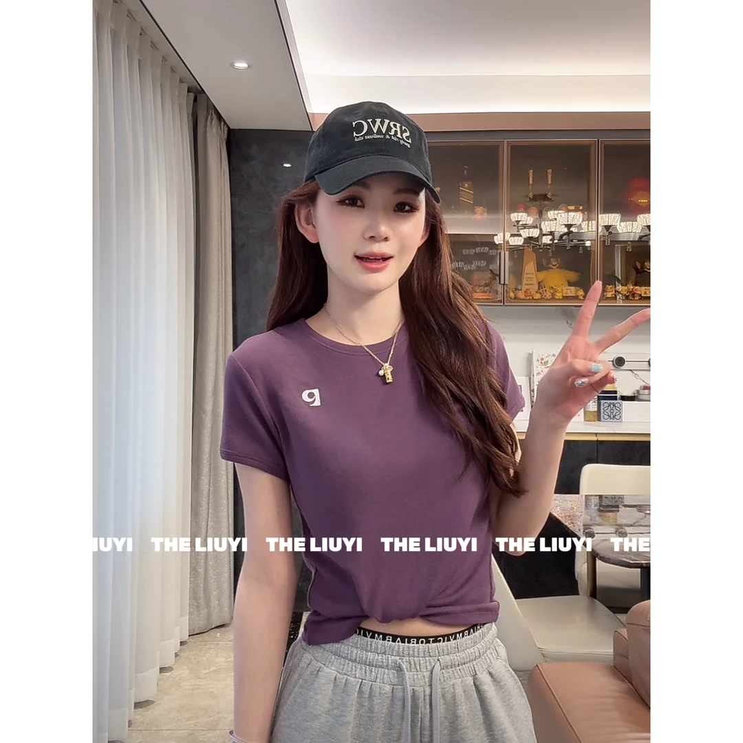 【LIUYI】胶囊T~夏季刺绣圆领正肩短袖T恤53091