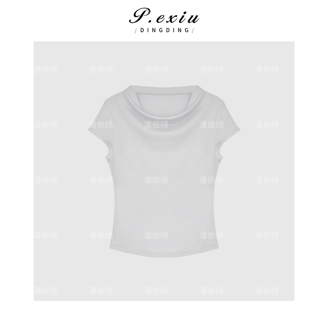 灰色坎肩修身显瘦短袖T恤Q15433