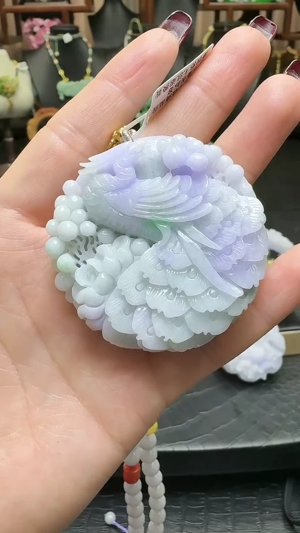 【闪购商品】翡翠颈饰未镶嵌凤穿牡丹