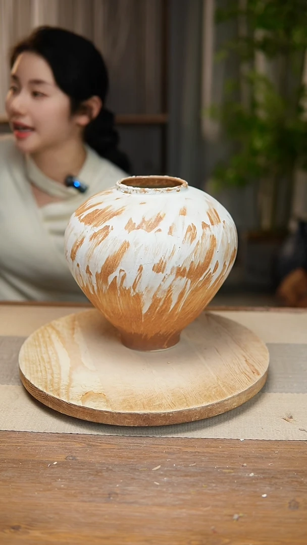 【闪购商品】陶瓷  花器诧寂黄月亮罐