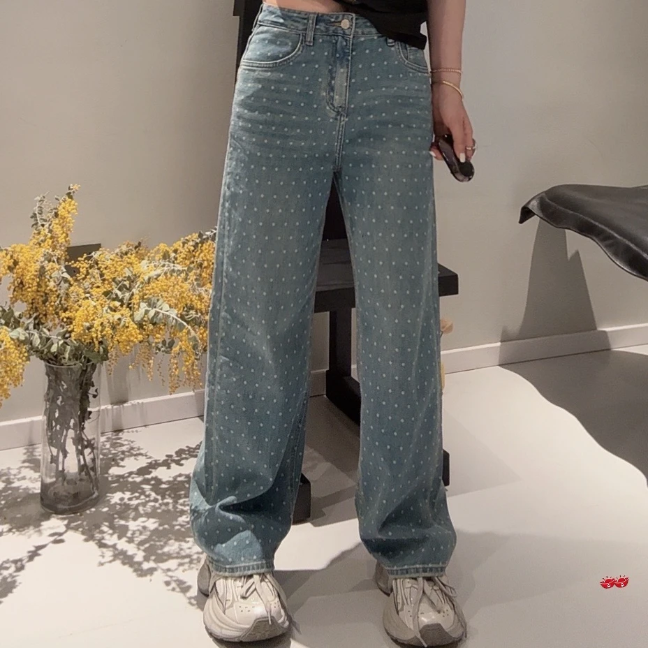 FANYE 春夏百搭满印波点休闲直筒牛仔裤女 6952