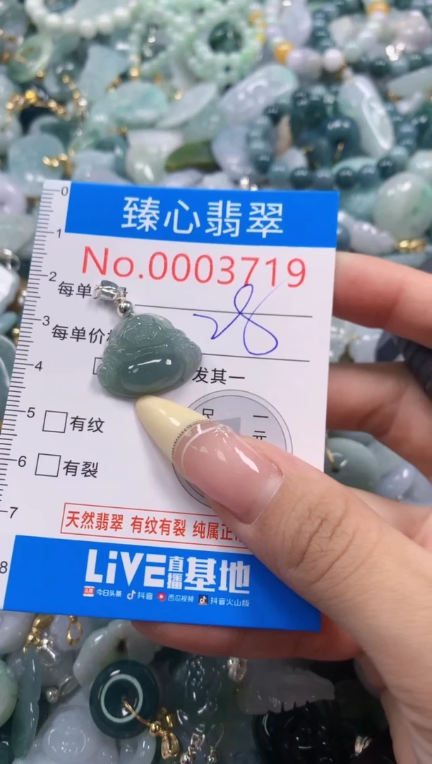 翡翠未镶嵌颈饰含绳0003719