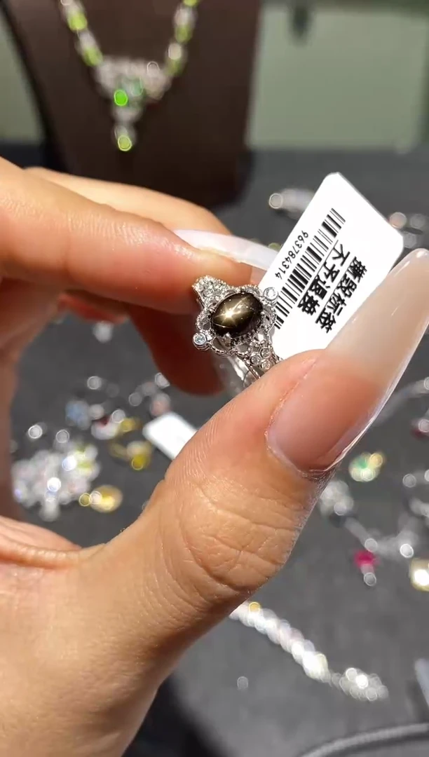 戒指蓝宝石银S925镶嵌戒指