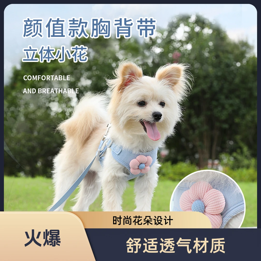 宠物背心牵引绳狗狗卡通立体配件泰迪遛狗绳子猫咪外出防挣脱胸背