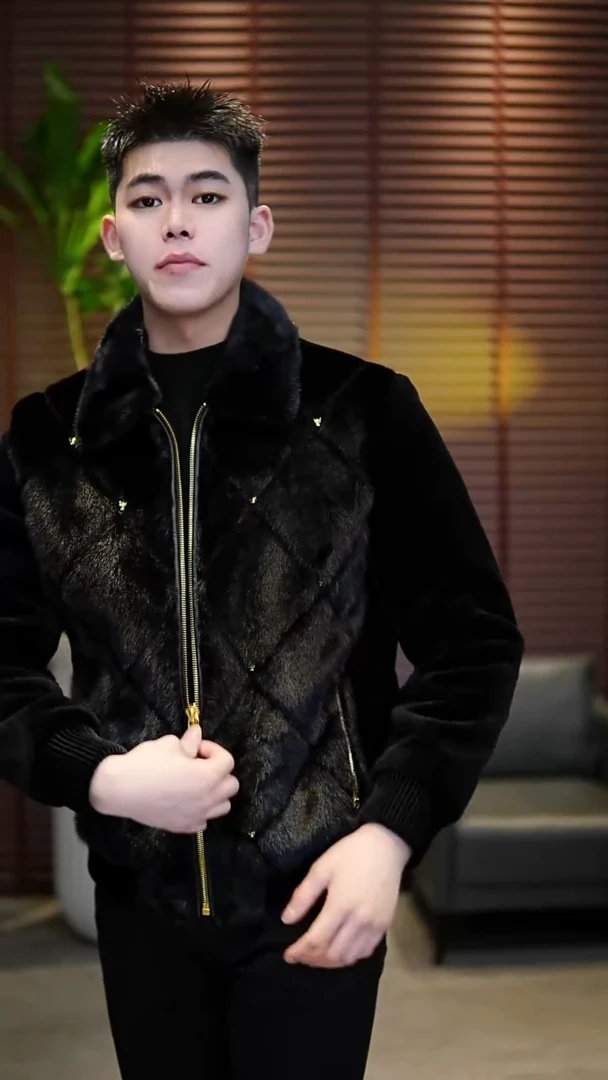 50码（125-140斤）男士水貂羊毛鹅绒服