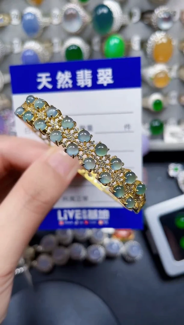 银S925镶嵌手镯翡翠106