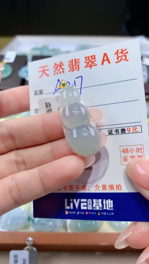 颈饰18K金镶嵌翡翠天然翡翠A货挂件