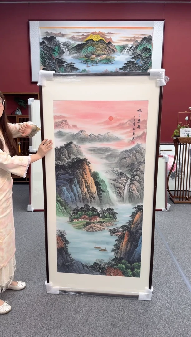 国画手绘 旭日东升   172*85