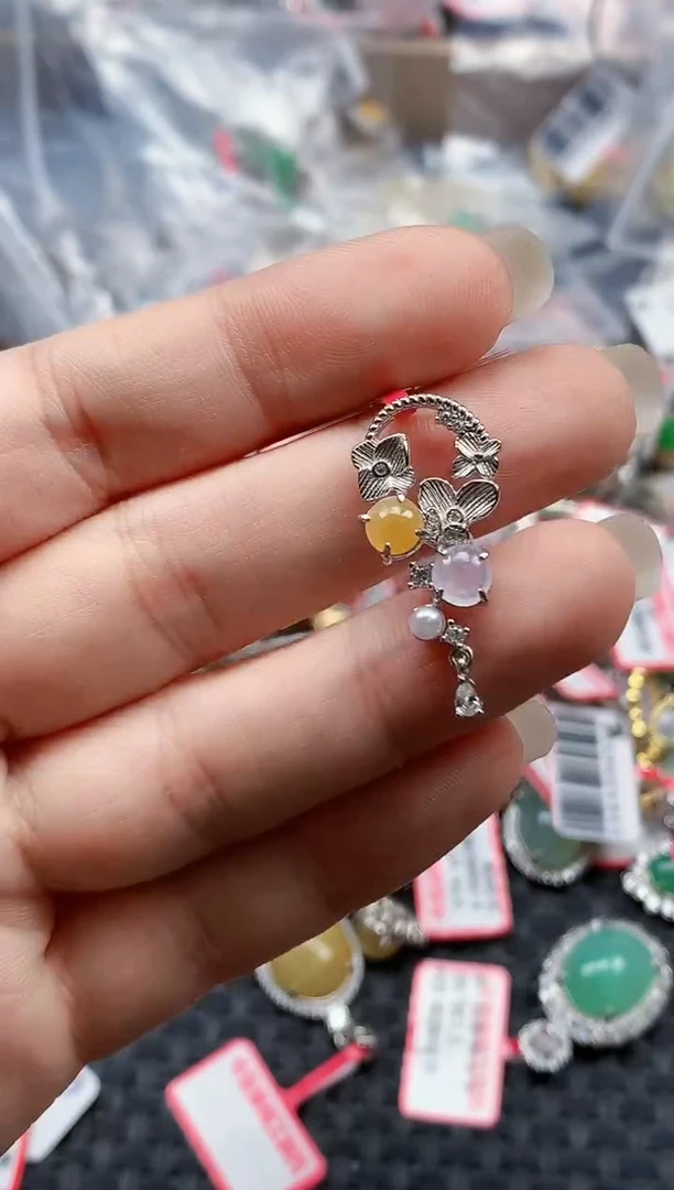 银S925镶嵌戒指翡翠天然A货缅甸翡翠