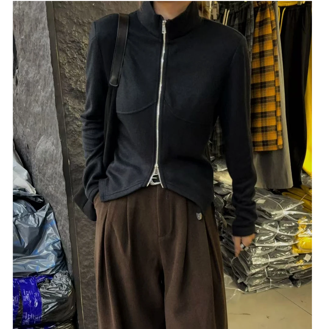 b097 卫衣开衫长袖针织休闲修身百搭打底衫时尚立领款 8185