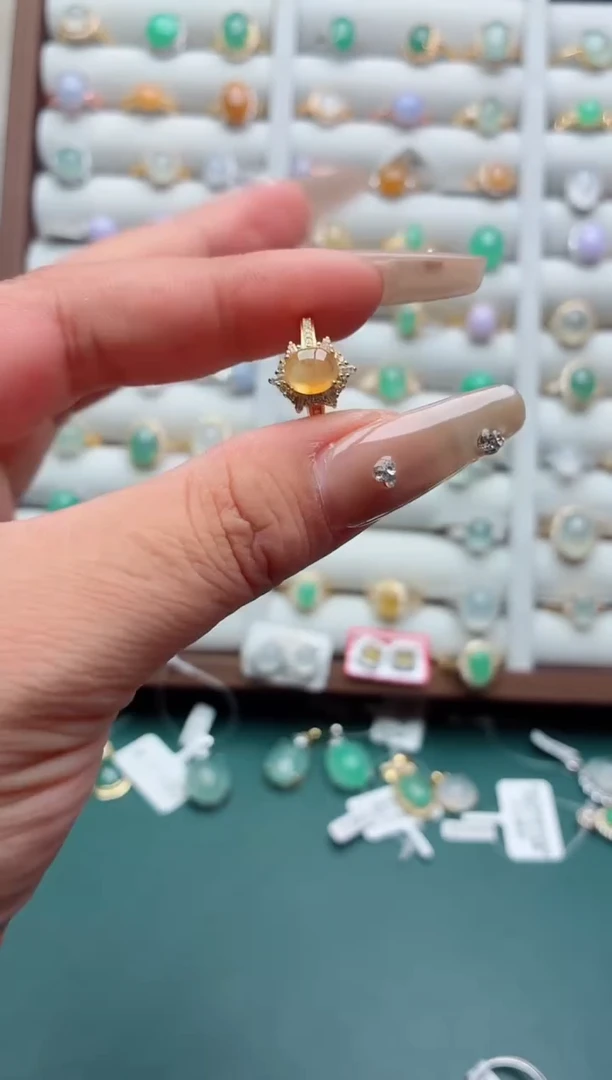 银S925镶嵌戒指翡翠.