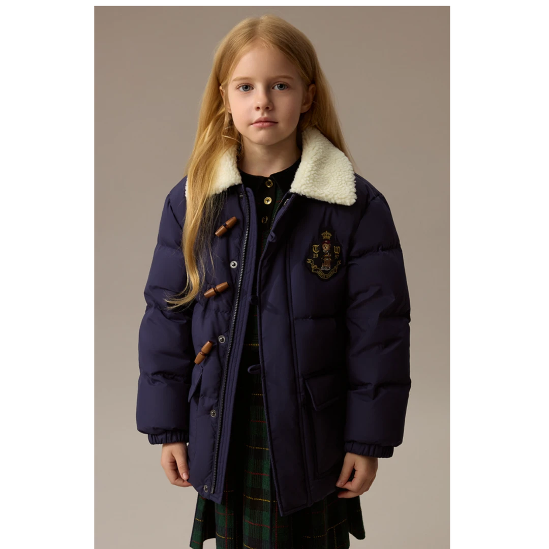 TeenieWeenieKids24年冬款儿童羊羔毛翻领三防羽绒服TKJD248971H