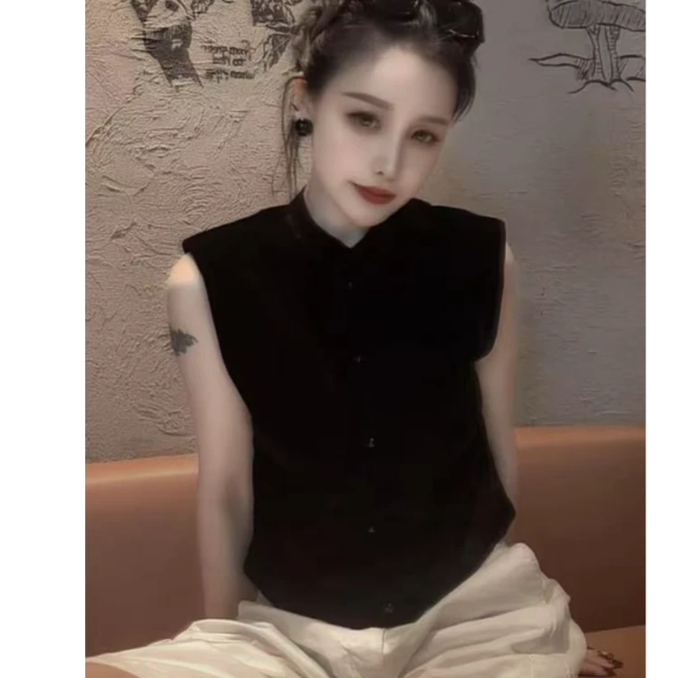 2025年夏季黑色大码女装显白新款高级感时尚宽松马甲背心