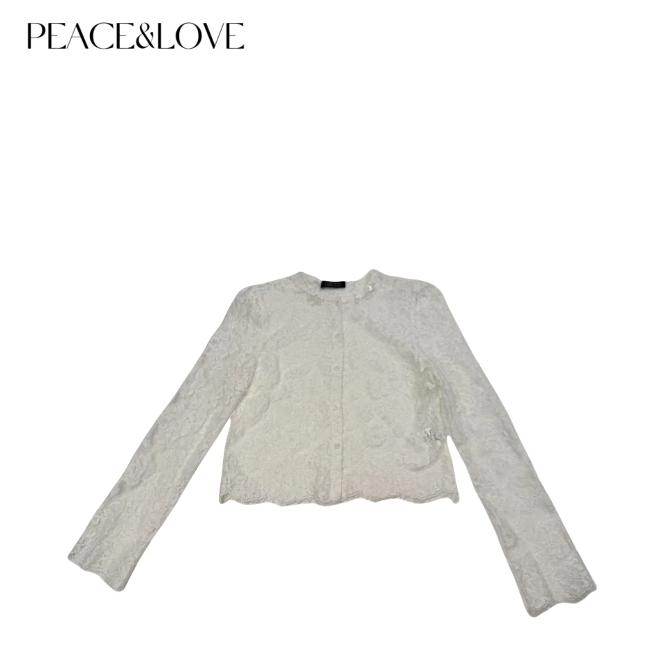 PEACE&LOVE 重工全手工钉珠蕾丝开衫