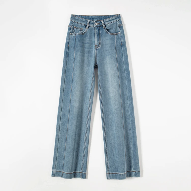 2025春夏女装牛仔裤高腰复古水洗百搭真超直筒牛仔裤