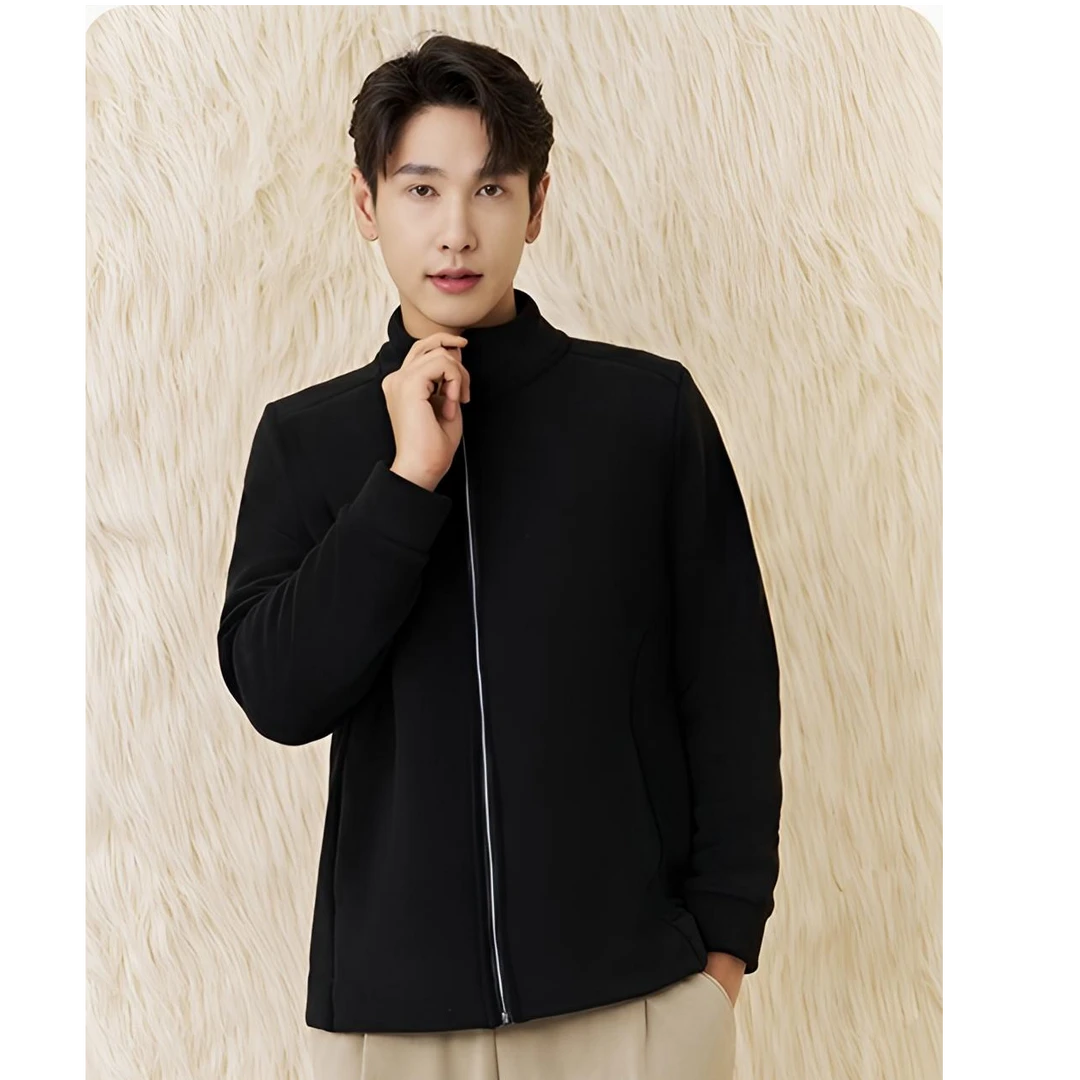 秋冬加绒加厚奥粒绒男士外套保暖立领百搭时尚拉链上衣