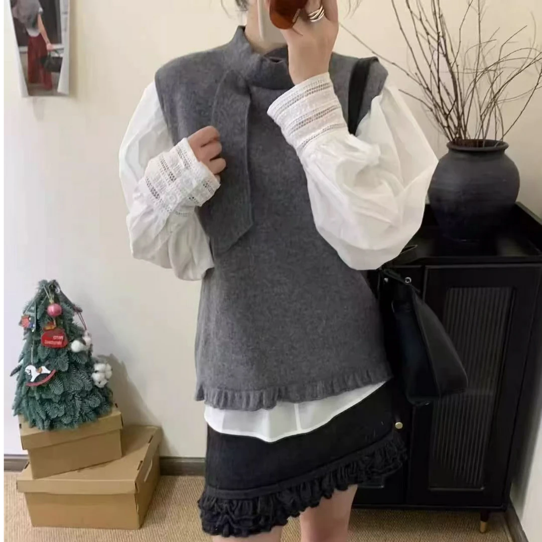 TY/-新款时尚百搭休闲上衣衬衫马甲两件套*Pg 5762