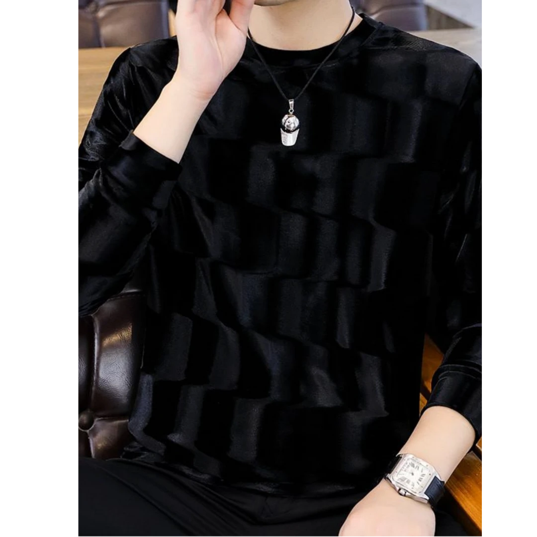 LUYEWEGER/路约威格金丝绒卫衣春秋季新款时尚潮流圆领打底衫保暖