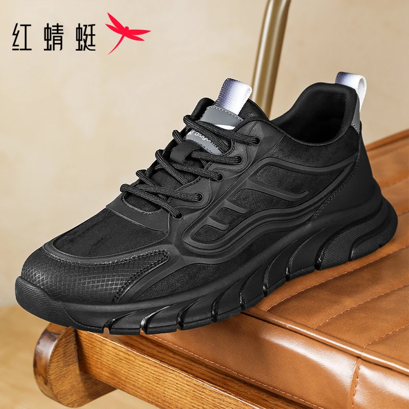红蜻蜓男鞋2025秋冬新款圆头时尚休闲鞋运动鞋百搭基础款户外鞋子