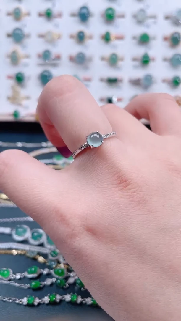 银S925镶嵌戒指翡翠天然翡翠