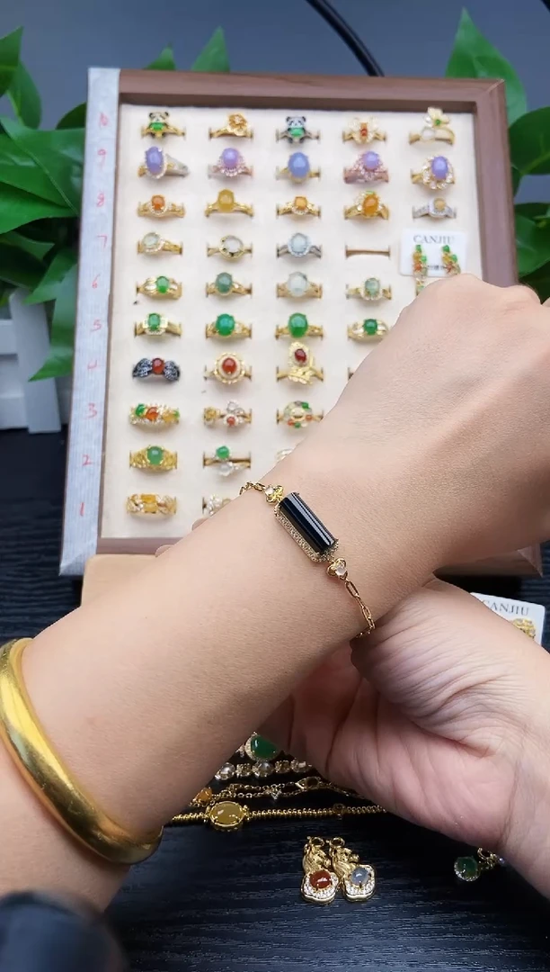 银S925镶嵌手链翡翠12