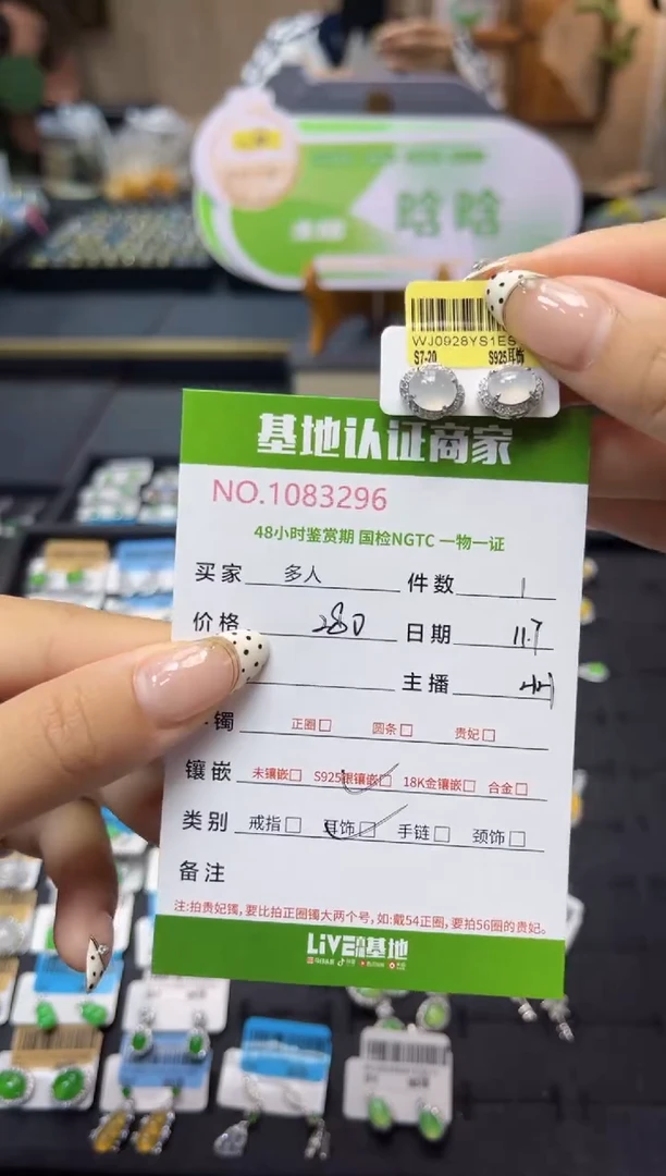 银S925镶嵌翡翠耳饰多人