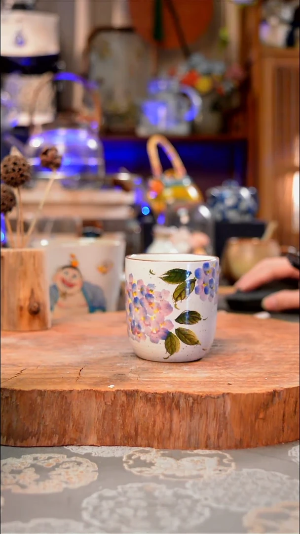 【闪购商品】杯子绣球花手工手绘手工手绘