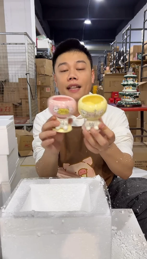 瓷片马克图布猫狗小茶杯2件套