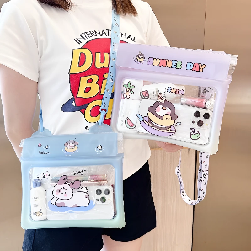 可爱大容量手机防水袋腰包斜跨触屏拍照游泳漂流密封气囊收纳袋gh