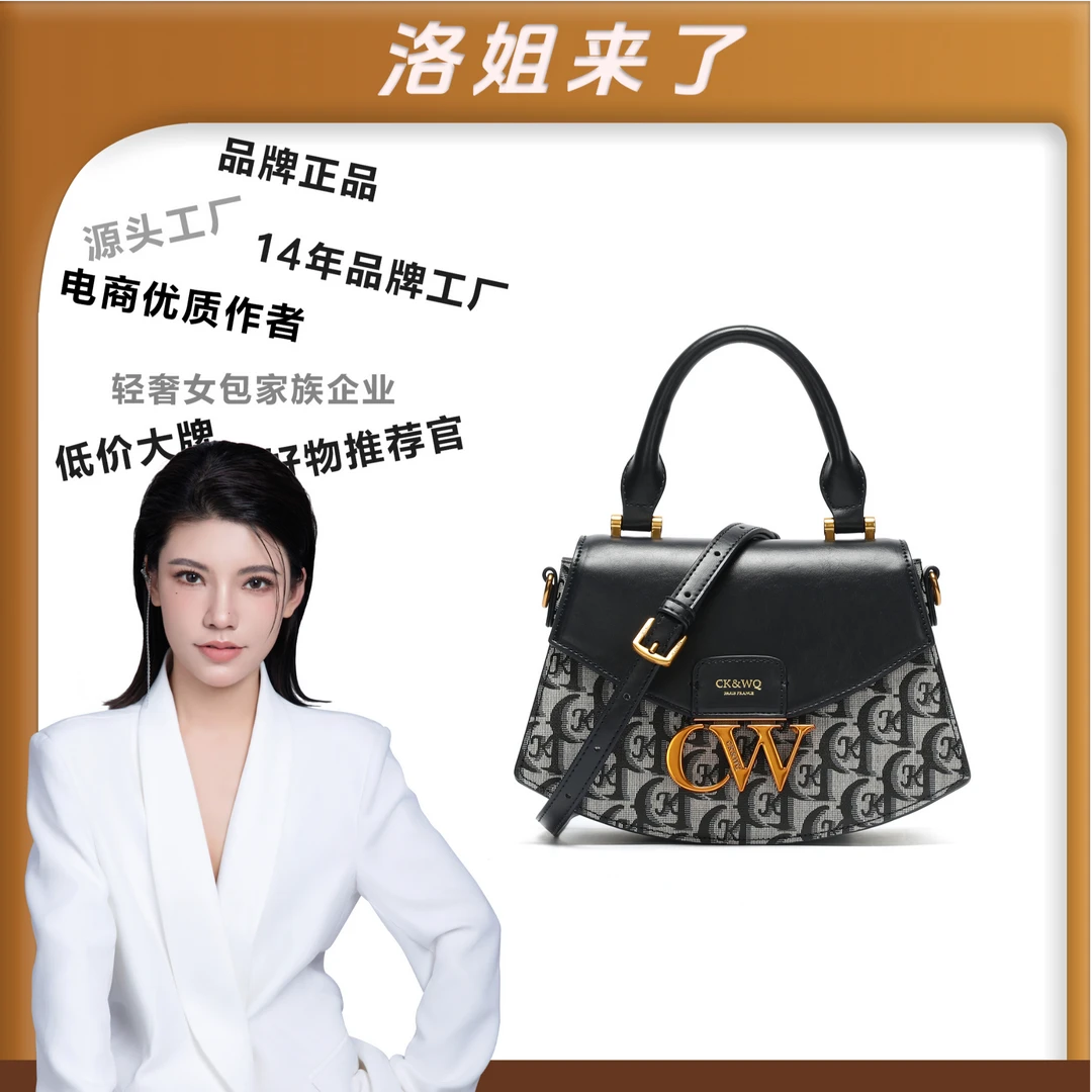 【洛洛限定】小众潮流时尚百搭拼色印花手提单肩斜挎包