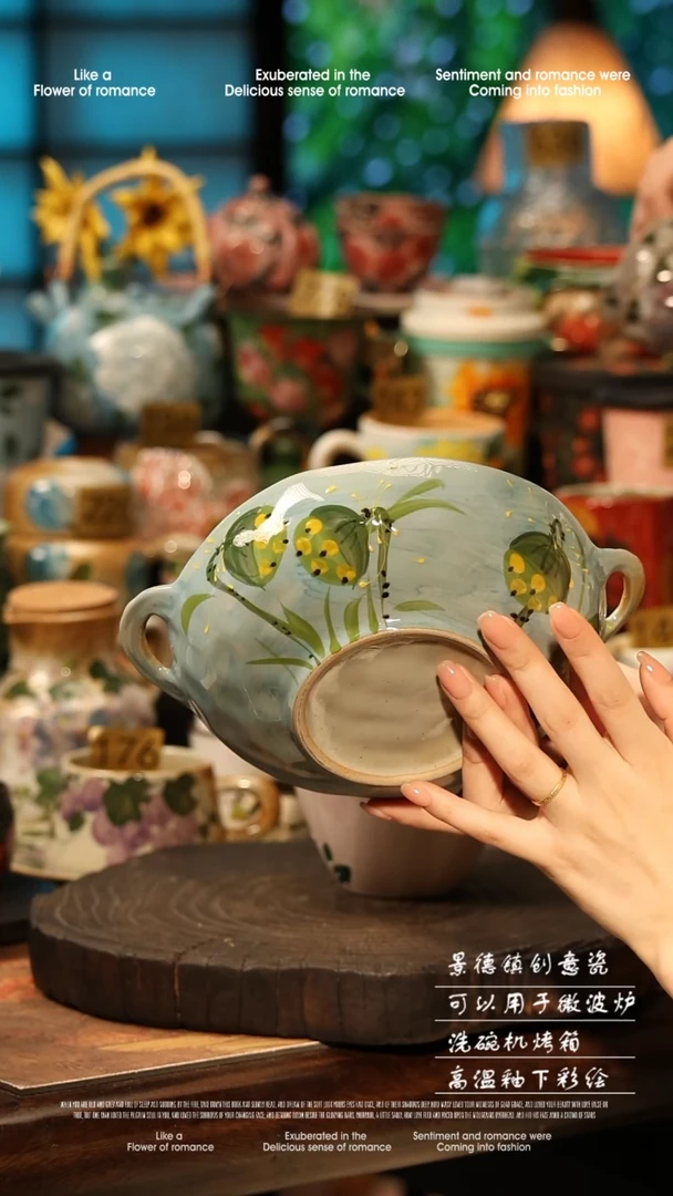 陶瓷?***冰景德镇高温釉下彩手工手绘款式