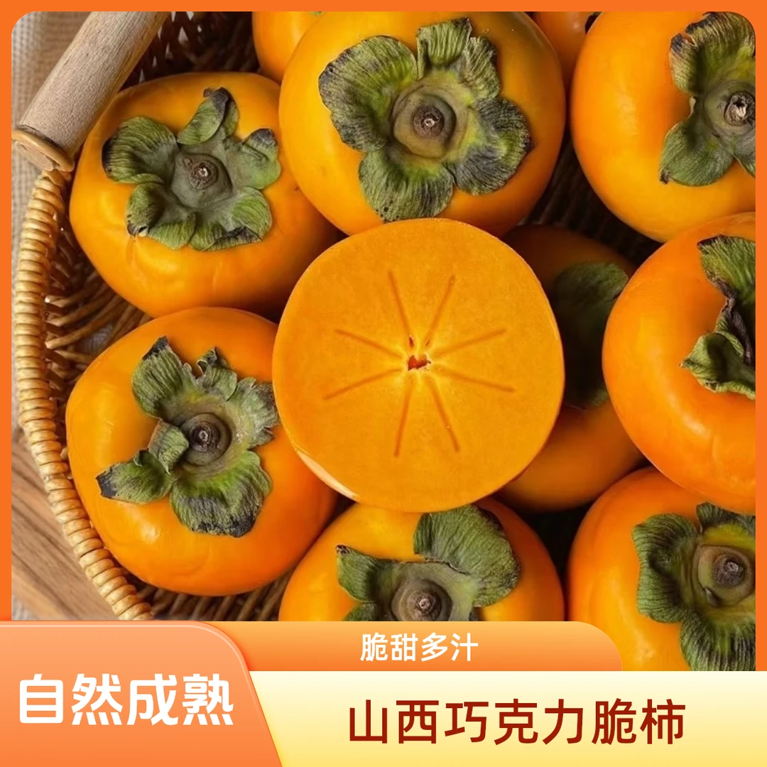 【圆通】山西阳丰巧克力脆柿现摘现发脆甜口感不麻口不涩口水果柿子