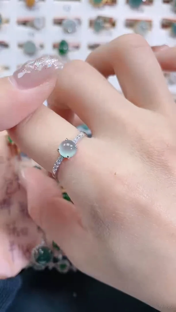 银S925镶嵌戒指翡翠天然翡翠