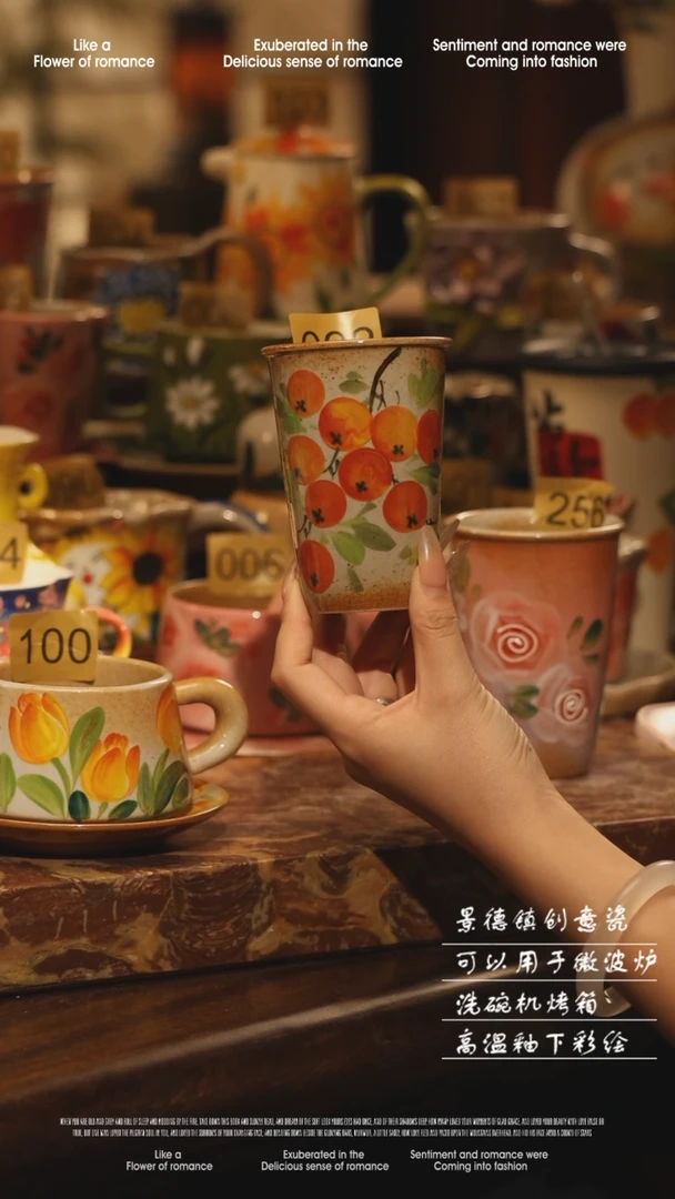 陶瓷092景德镇高温手绘釉下彩设计师款式