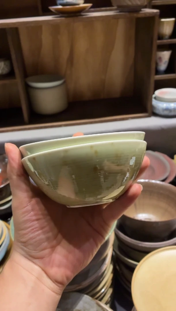 瓷片普**蓝142枣花万福碗2个