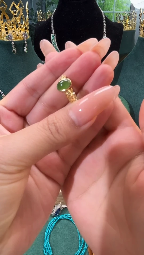 银S925镶嵌戒指和田玉戒指