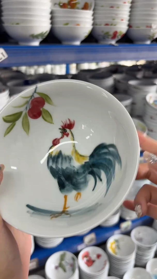 瓷片景德镇高温陶瓷食品级手绘釉中彩-壮壮碗