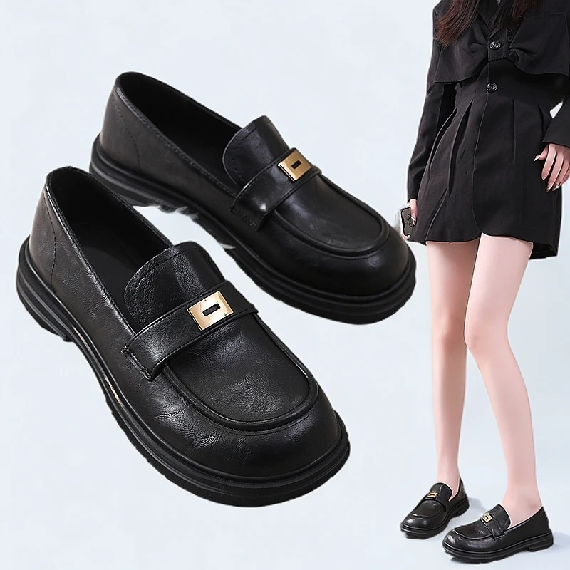 秋季新款透气低帮鞋爆款轻便商务厚底舒适软底一脚蹬春秋学生皮鞋