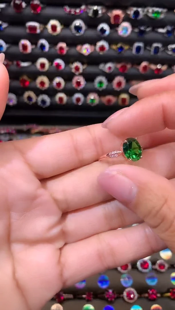 【闪购商品】透辉石戒指银S925镶嵌810