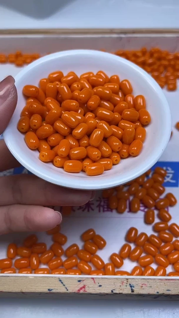 未镶嵌散珠玛瑙/玉髓E87鸡油红玛瑙 米珠6*9mm20个7.8元