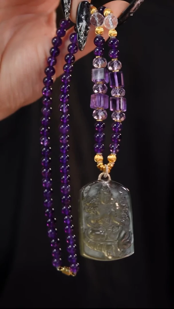 【闪购商品】水晶项链未镶嵌E342X 绿幽灵度母紫水项链