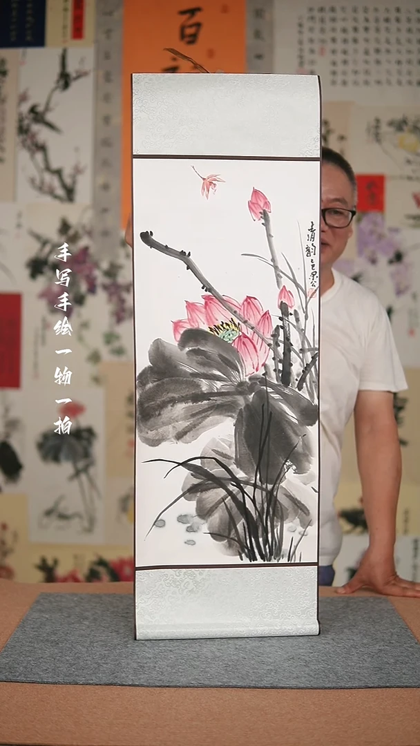 国画手绘-32*95卷轴花鸟