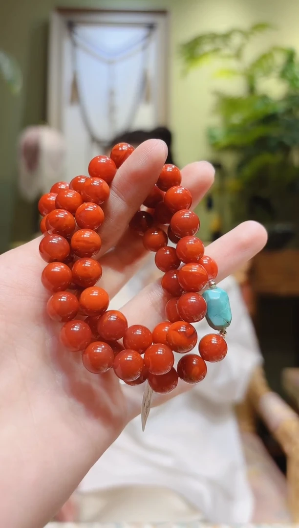 【闪购商品】南红玛瑙手串18K金镶嵌糖豆南红项链T