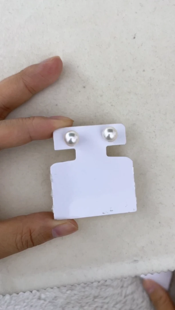 银S925镶嵌海水珍珠耳饰耳钉8-9